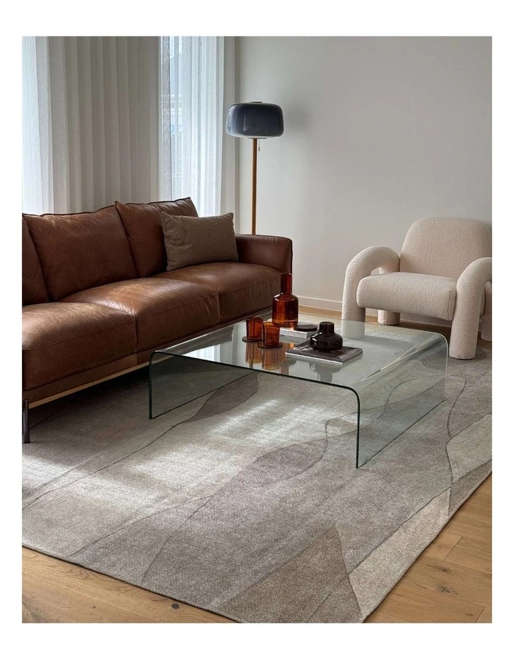 MISS AMARA  AZRA GREY AND BEIGE ABSTRACT WASHABLE RUG image 7