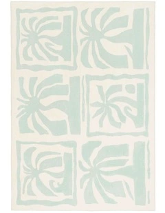 MISS AMARA CINDY BLUE WAVES AND PALMS WASHABLE RUG
