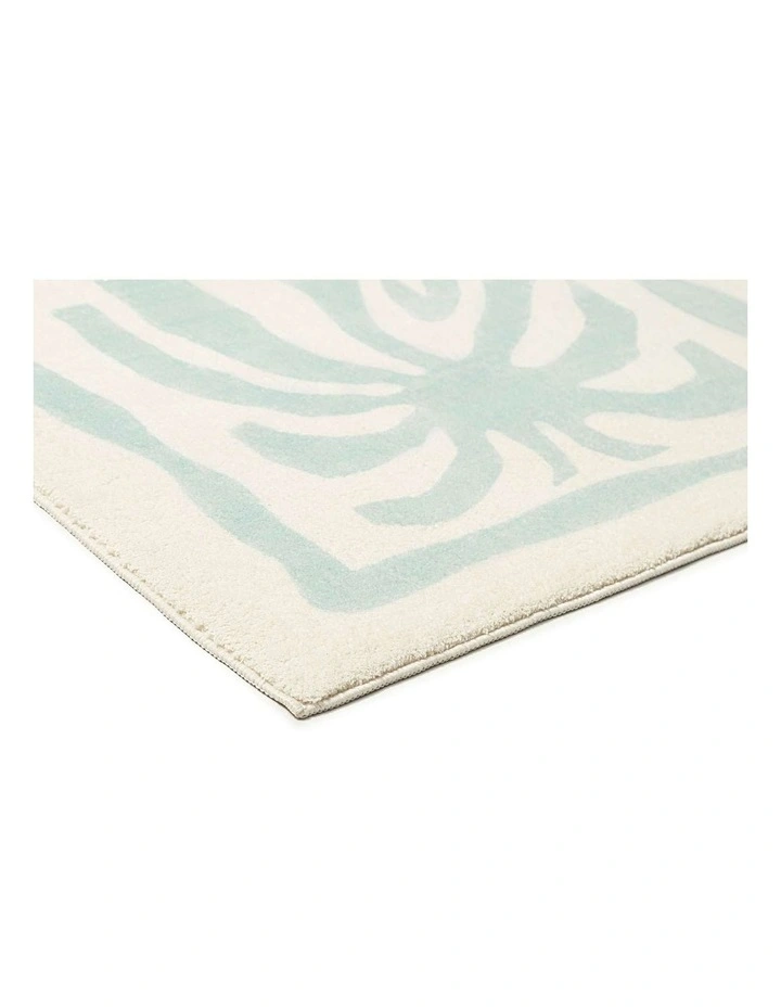 MISS AMARA  CINDY BLUE WAVES AND PALMS WASHABLE RUG image 2