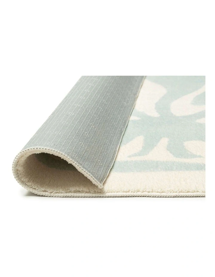 MISS AMARA  CINDY BLUE WAVES AND PALMS WASHABLE RUG image 3
