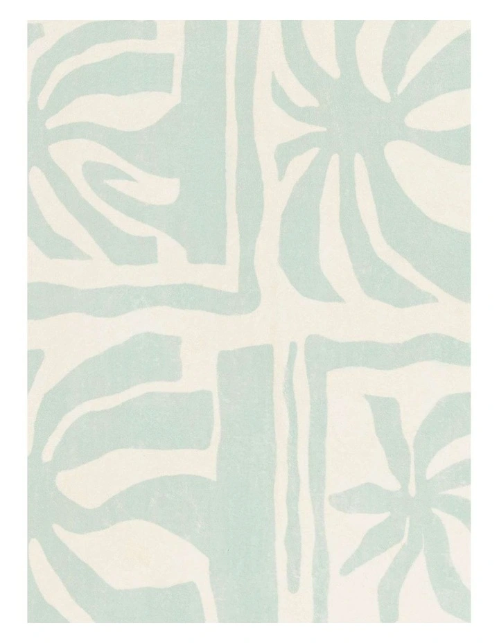MISS AMARA  CINDY BLUE WAVES AND PALMS WASHABLE RUG image 5