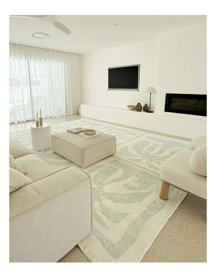 MISS AMARA  CINDY BLUE WAVES AND PALMS WASHABLE RUG image 6