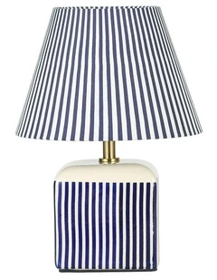 Amaris Ceramic Striped Table Lamp Blue
