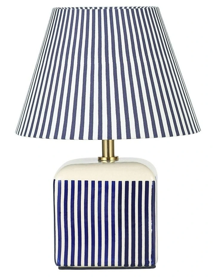 Amaris Ceramic Striped Table Lamp Blue image 1