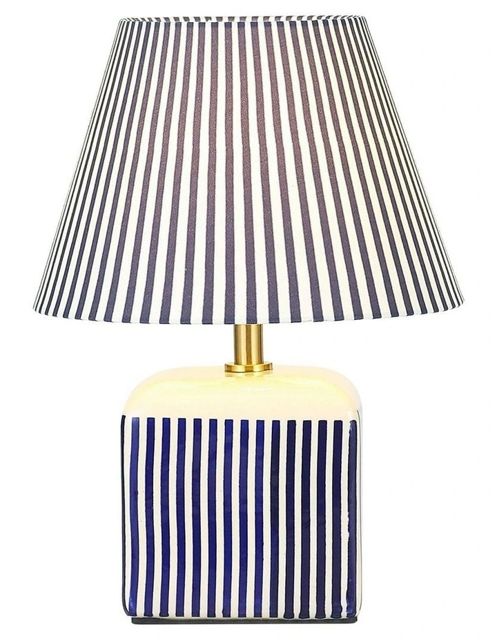 Amaris Ceramic Striped Table Lamp Blue image 2