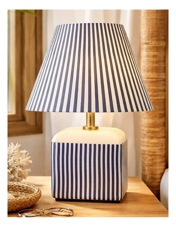 Amaris Ceramic Striped Table Lamp Blue image 5
