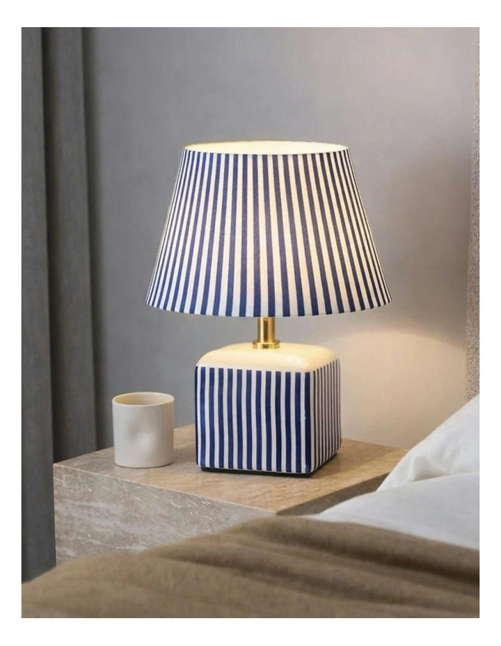 Amaris Ceramic Striped Table Lamp Blue image 7