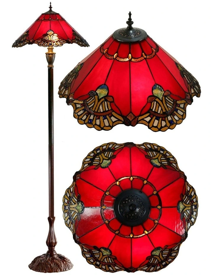 Benita Leadlight Tiffany Floor Lamp - Red image 2