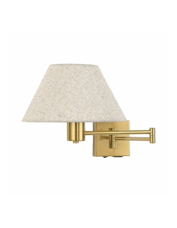 Elspet Swing Arm Wall Lamp With Charging Ports Brass image 1