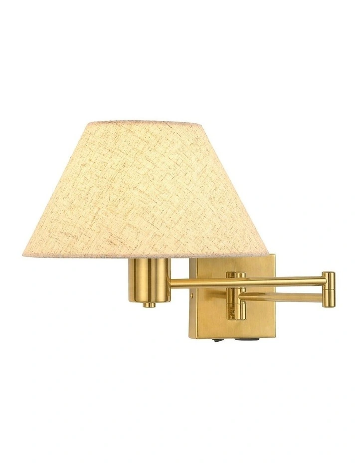 Elspet Swing Arm Wall Lamp With Charging Ports Brass image 2
