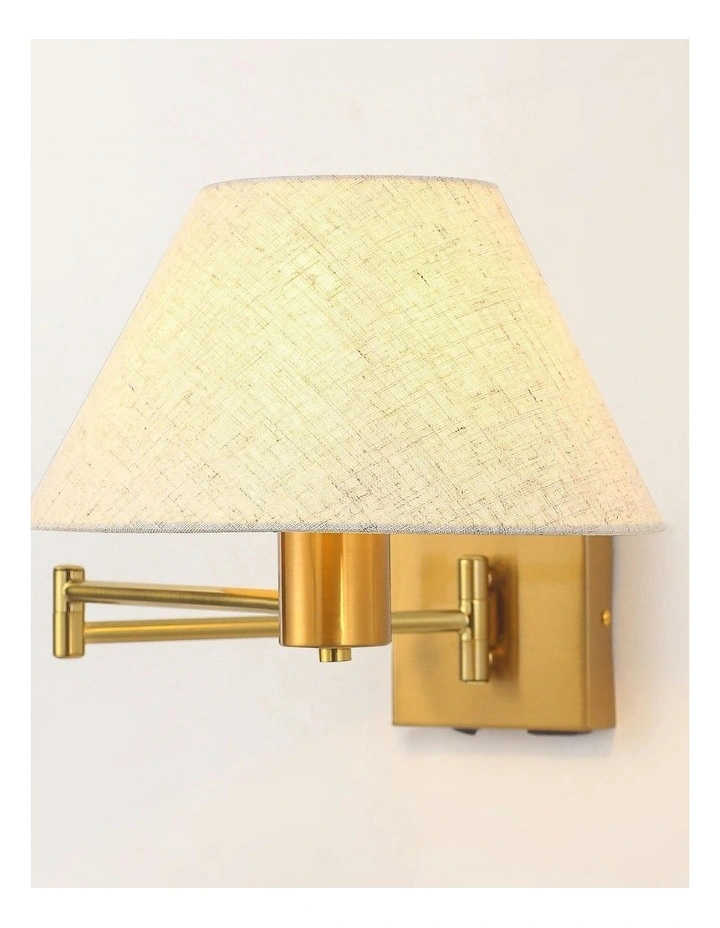 Elspet Swing Arm Wall Lamp With Charging Ports Brass image 3