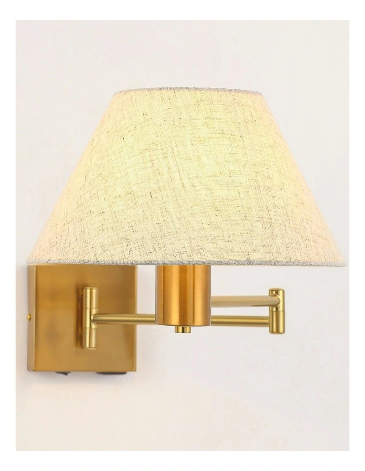 Elspet Swing Arm Wall Lamp With Charging Ports Brass image 4