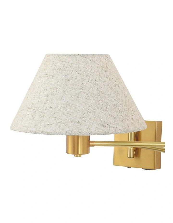 Elspet Swing Arm Wall Lamp With Charging Ports Brass image 7