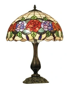 Red Rose Tiffany Table Lamp
