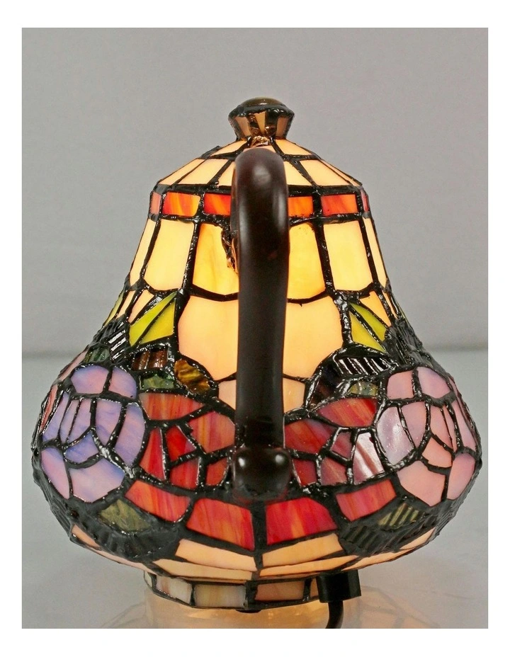 Rose Teapot Leadlight Tiffany Table Lamp image 2