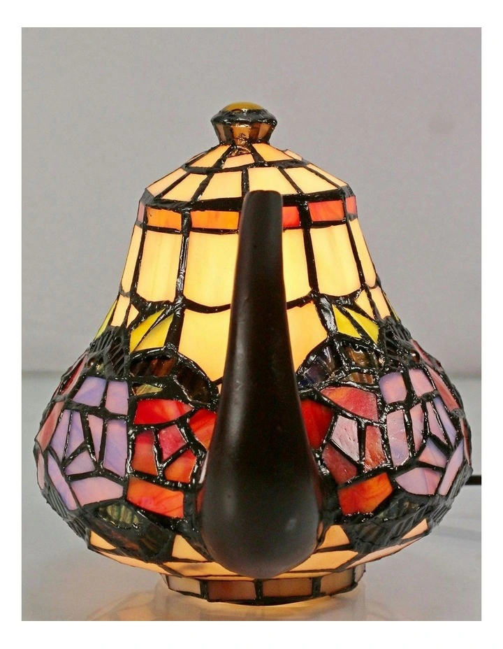 Rose Teapot Leadlight Tiffany Table Lamp image 3