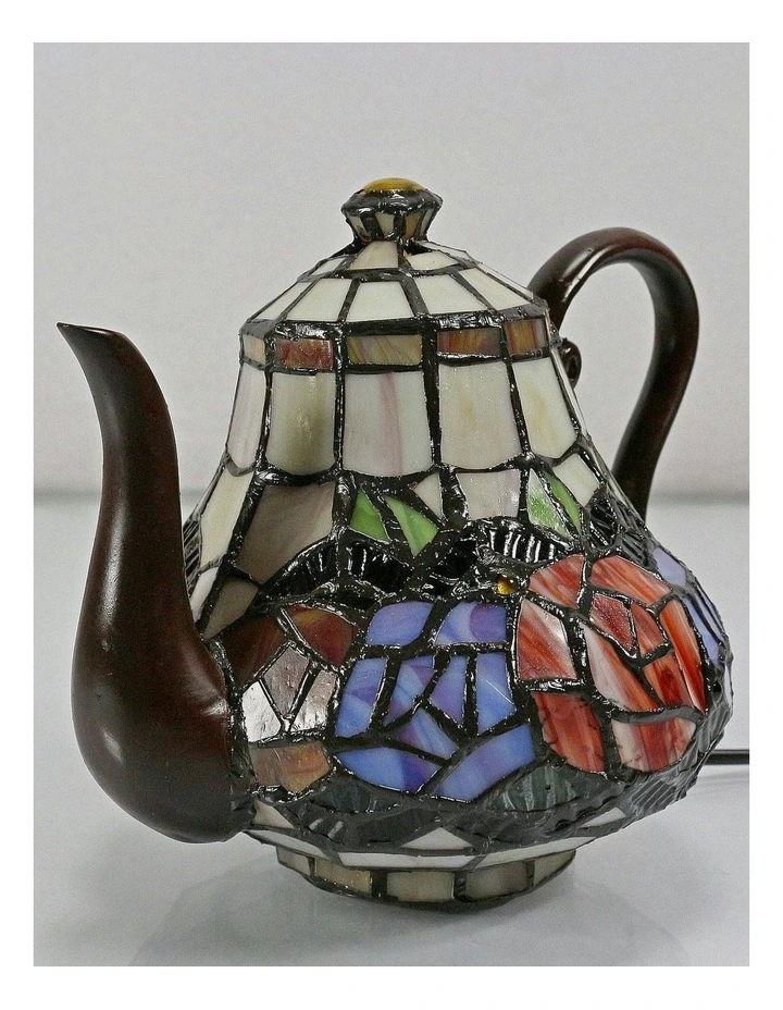 Rose Teapot Leadlight Tiffany Table Lamp image 4