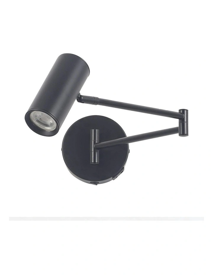 Beatrice Swing Arm Wall Lamp With Charging Ports Black image 2