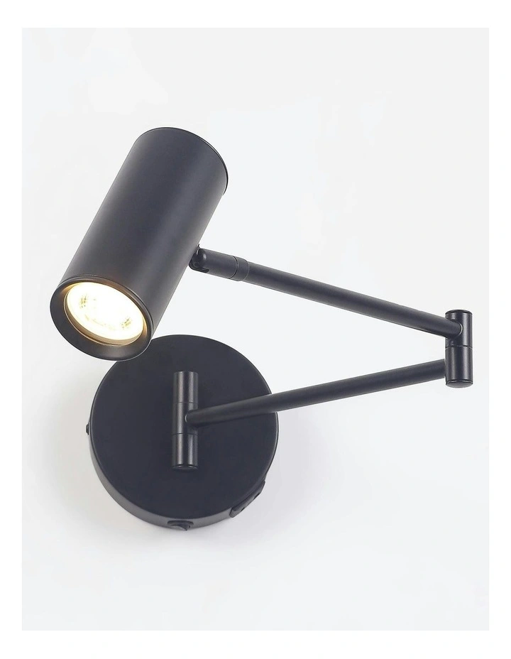 Beatrice Swing Arm Wall Lamp With Charging Ports Black image 3