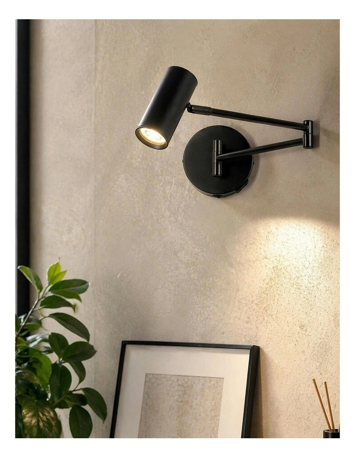Beatrice Swing Arm Wall Lamp With Charging Ports Black image 6