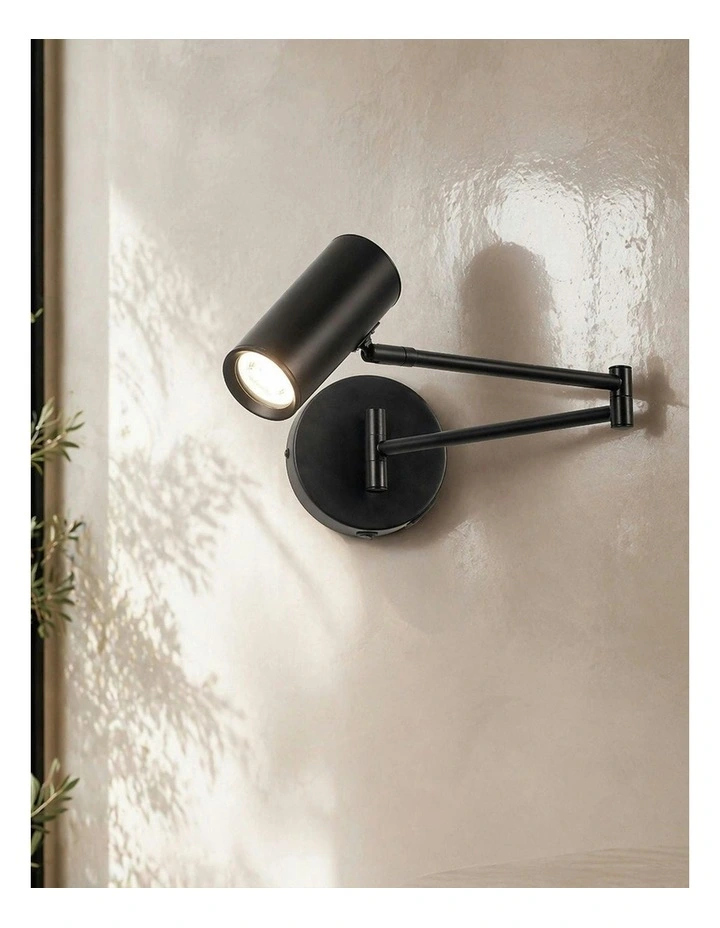 Beatrice Swing Arm Wall Lamp With Charging Ports Black image 7