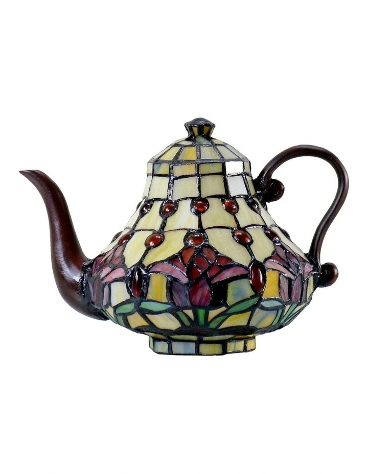 Red Tulip Teapot Leadlight Tiffany Table Lamp image 4