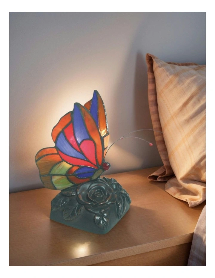 Red Butterfly Tiffany Table Lamp image 2
