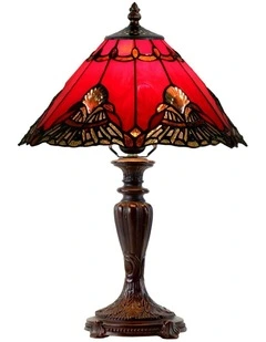 Benita Leadlight Tiffany Table Lamp - Red