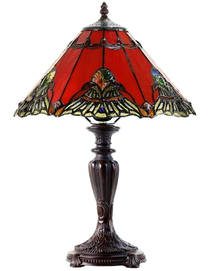 Benita Leadlight Tiffany Table Lamp - Red image 2