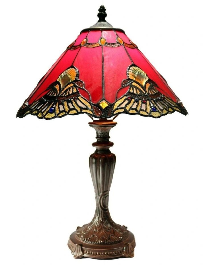 Benita Leadlight Tiffany Table Lamp - Red image 3