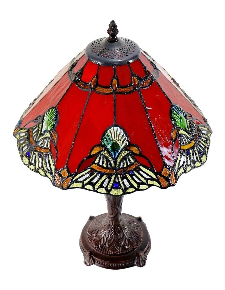Benita Leadlight Tiffany Table Lamp - Red image 4