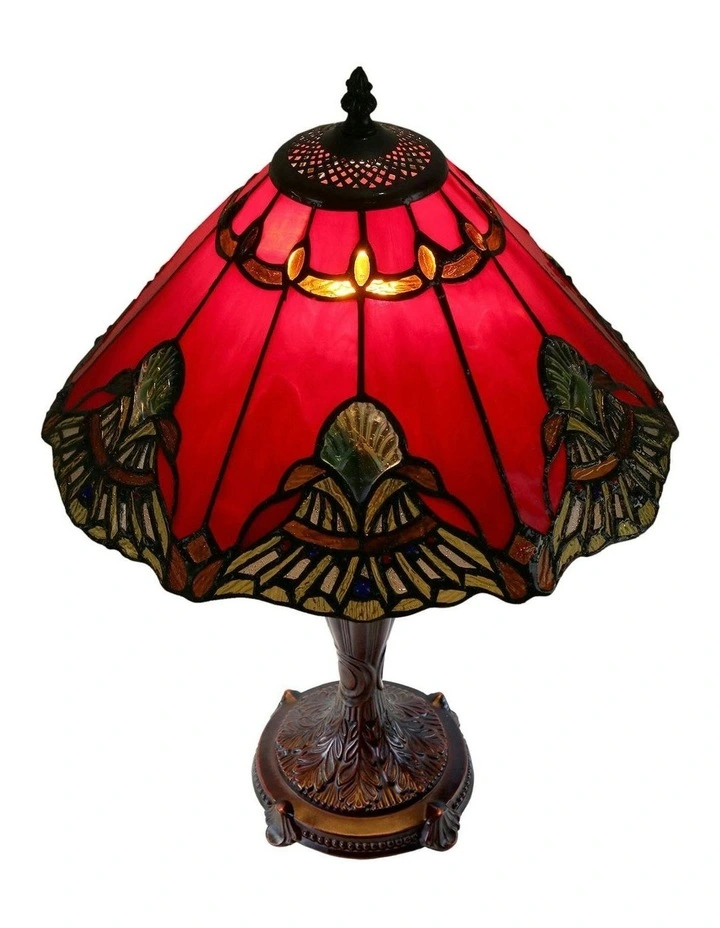 Benita Leadlight Tiffany Table Lamp - Red image 5