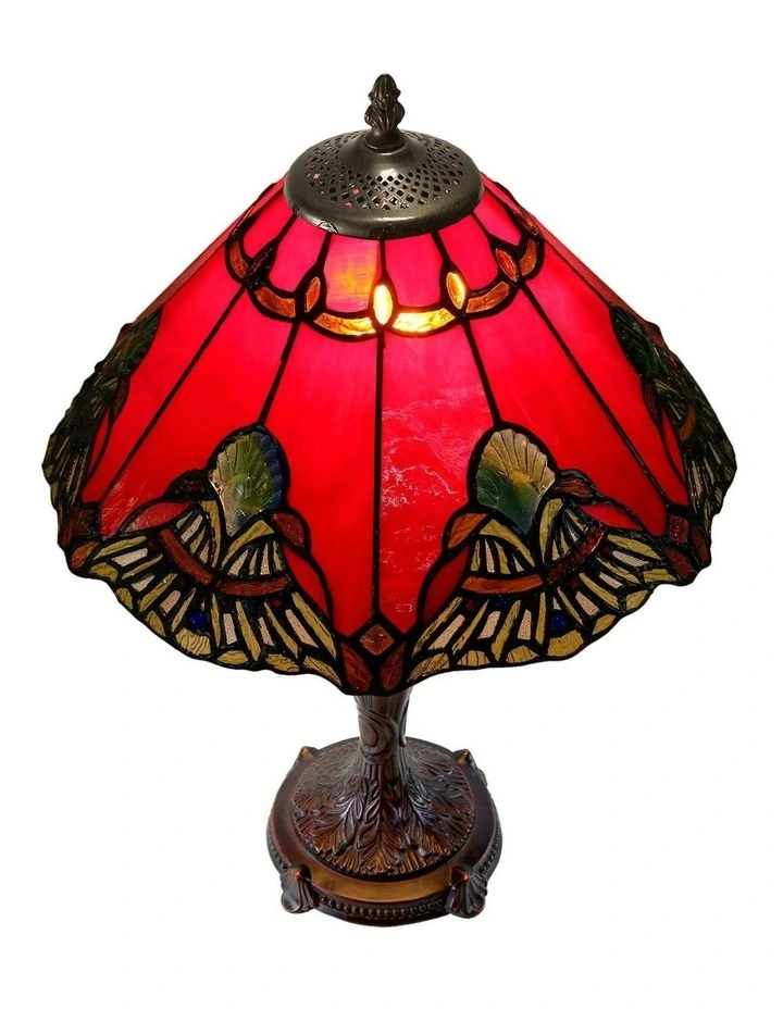 Benita Leadlight Tiffany Table Lamp - Red image 7