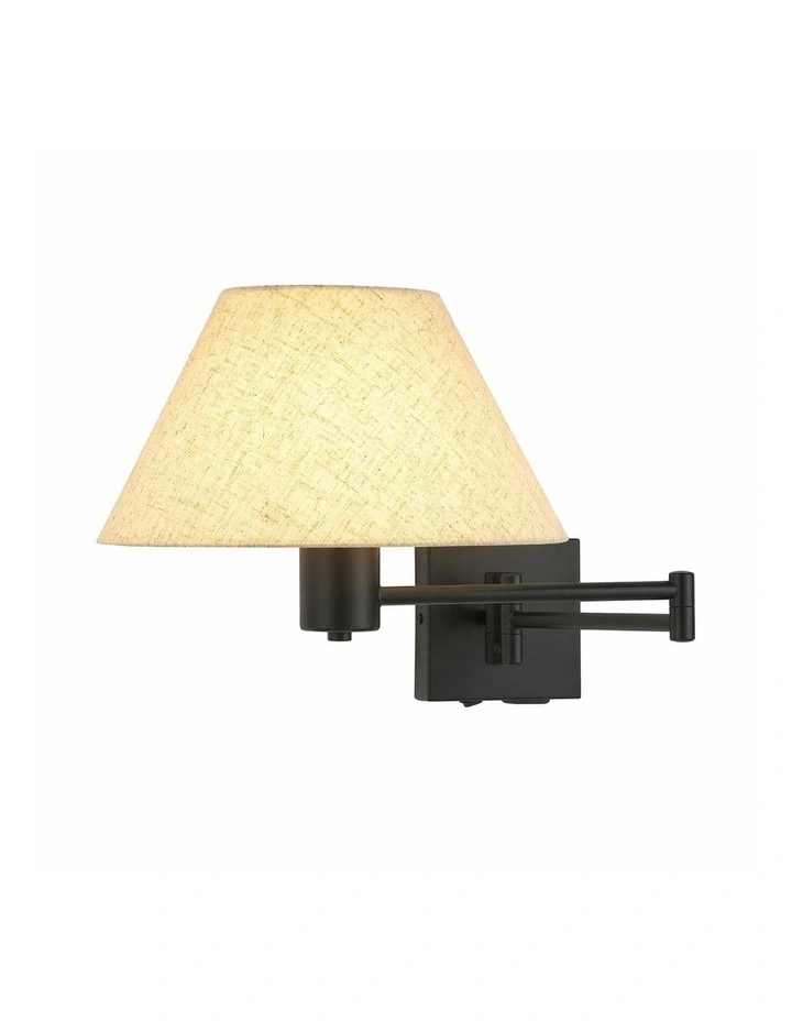 Elspet Swing Arm Wall Lamp With Charging Ports Black image 2