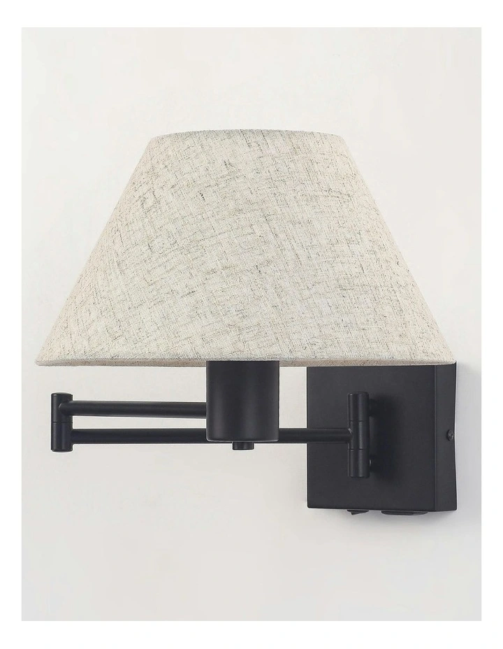 Elspet Swing Arm Wall Lamp With Charging Ports Black image 3
