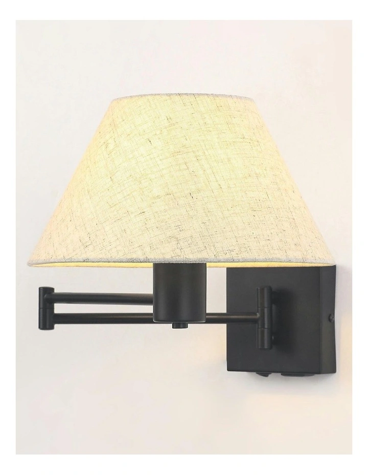 Elspet Swing Arm Wall Lamp With Charging Ports Black image 4