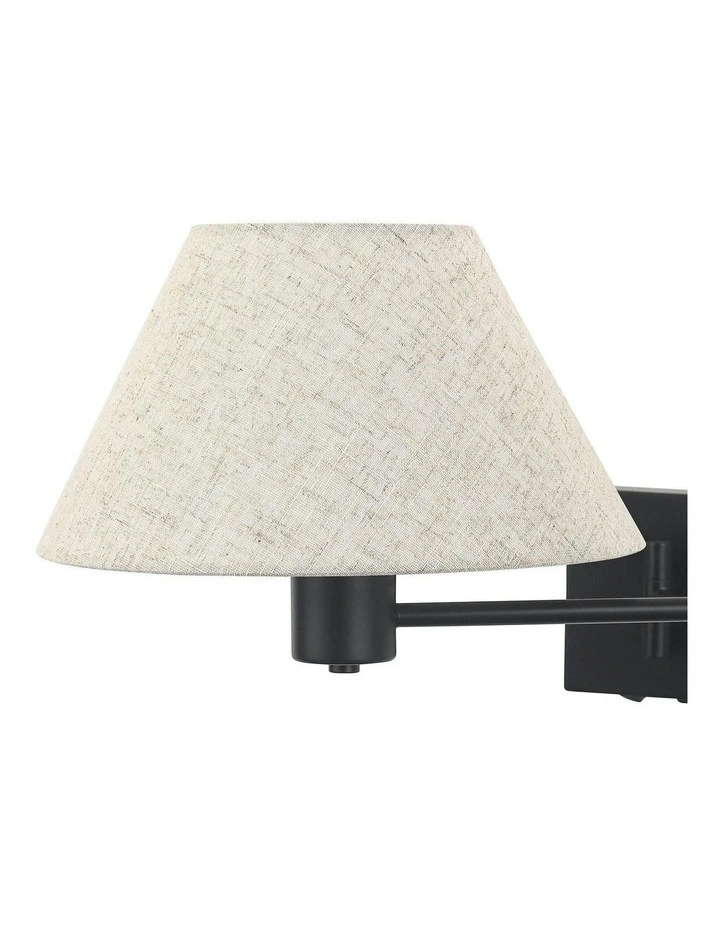 Elspet Swing Arm Wall Lamp With Charging Ports Black image 6