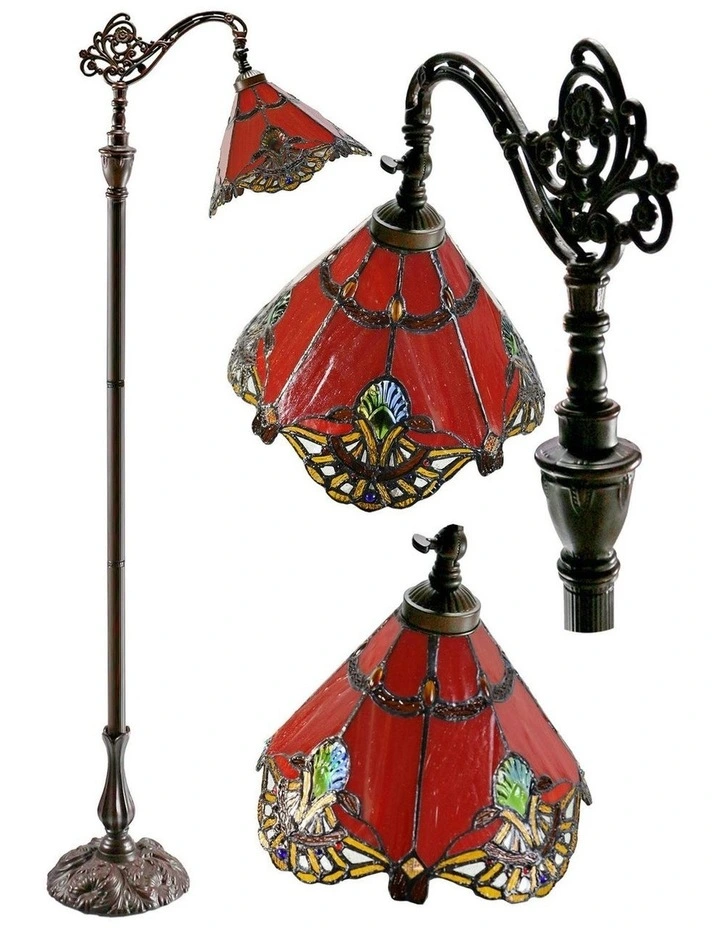 Benita Edwardian Tiffany Floor Lamp Red image 2