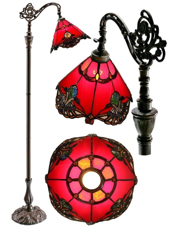 Benita Edwardian Tiffany Floor Lamp Red image 3