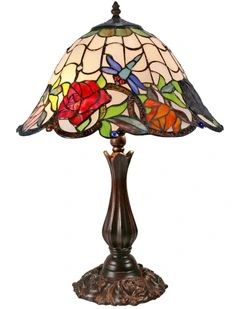 Rose and Dragonfly Tiffany Table Lamp Large