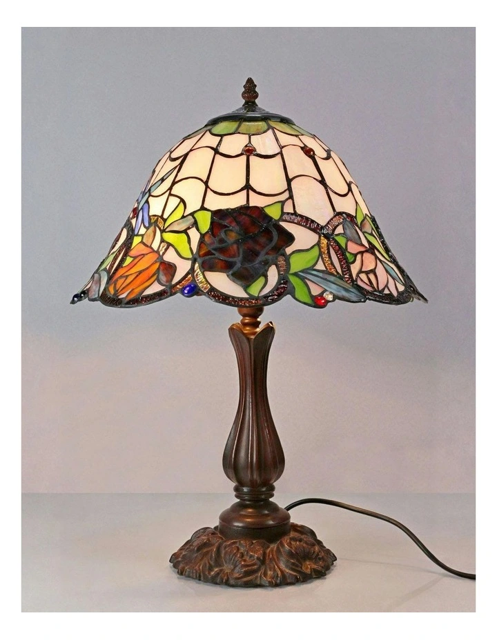 Rose and Dragonfly Tiffany Table Lamp Large image 2