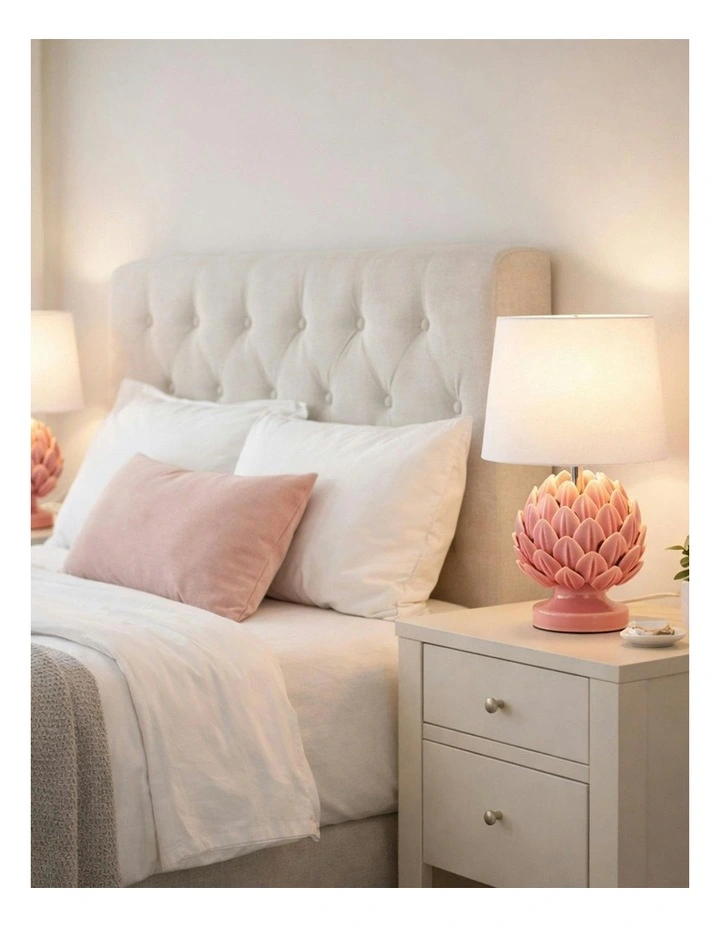 Tasha Artichoke Ceramic Table Lamp Set Of 2 Coral image 3