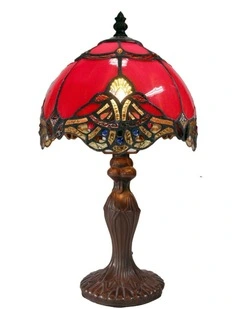 Benita Small Tiffany Table Lamp Red