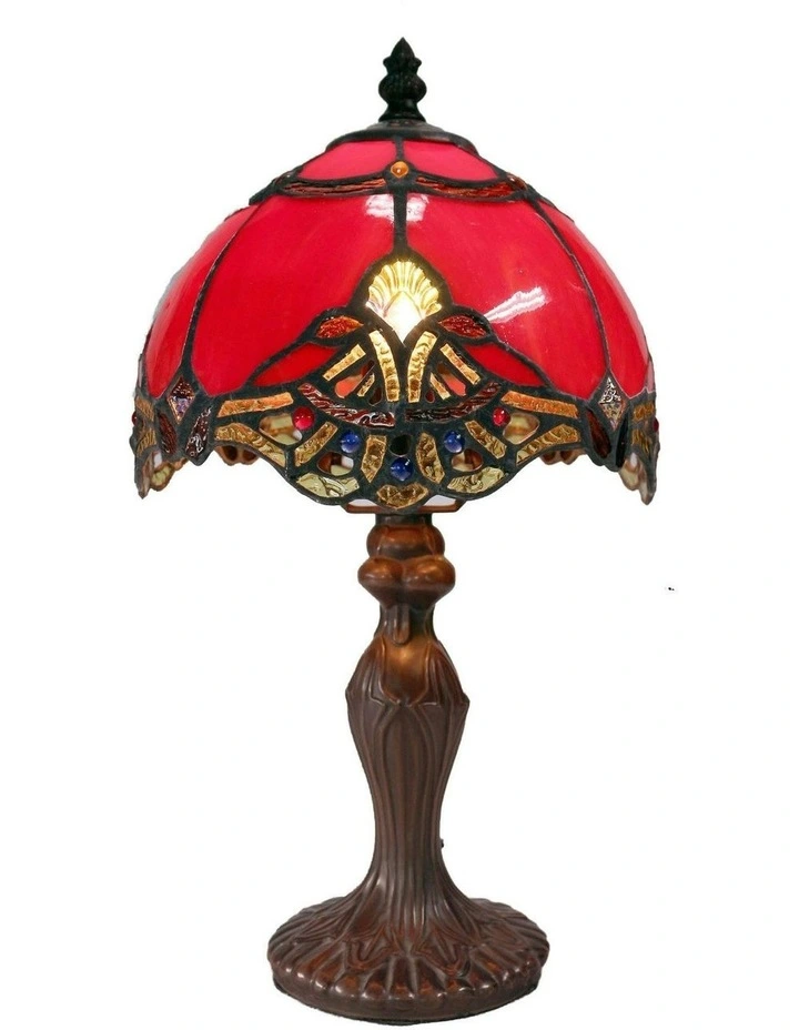 Benita Small Tiffany Table Lamp Red image 1