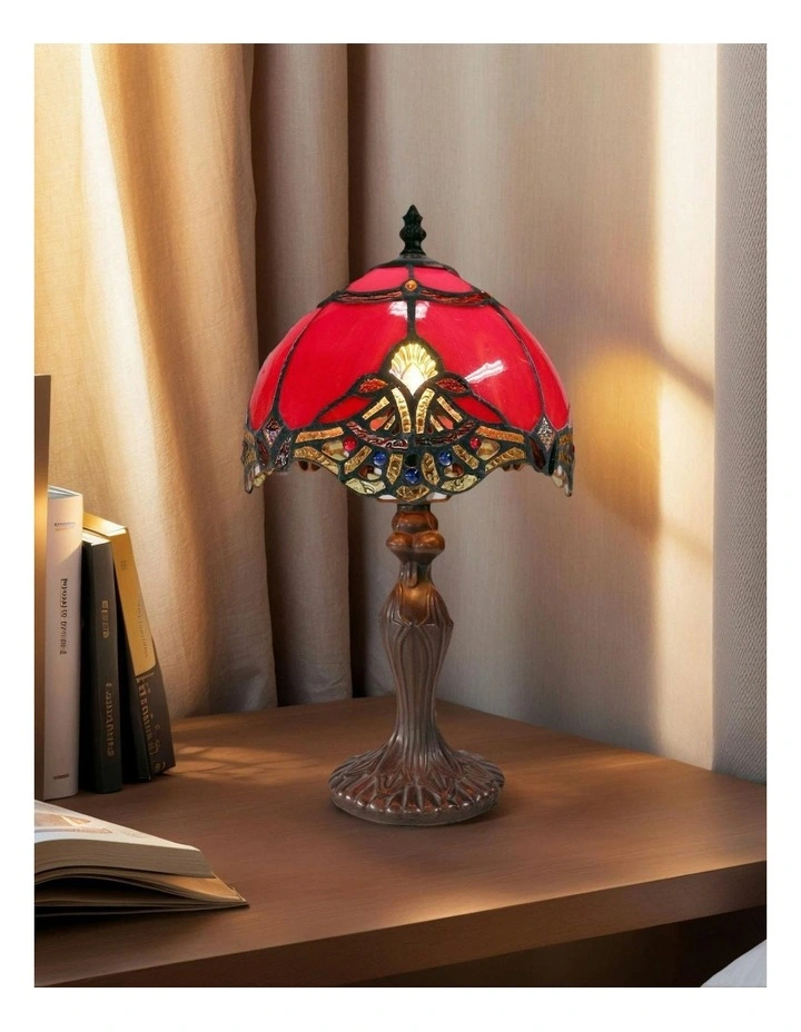 Benita Small Tiffany Table Lamp Red image 2