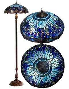 Dragonfly Tiffany Floor Lamp - Blue