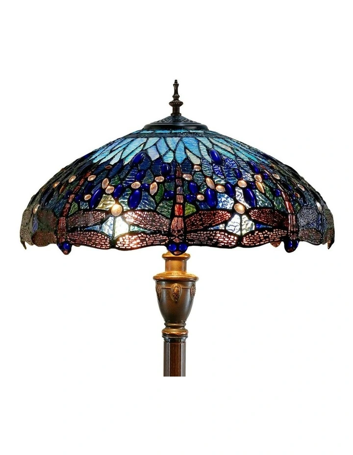 Dragonfly Tiffany Floor Lamp - Blue image 3