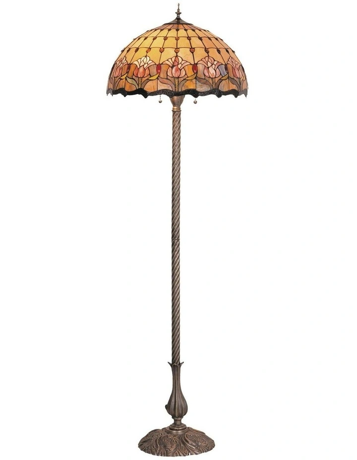 Red Tulip Floor Tiffany Floor Lamp Set image 1