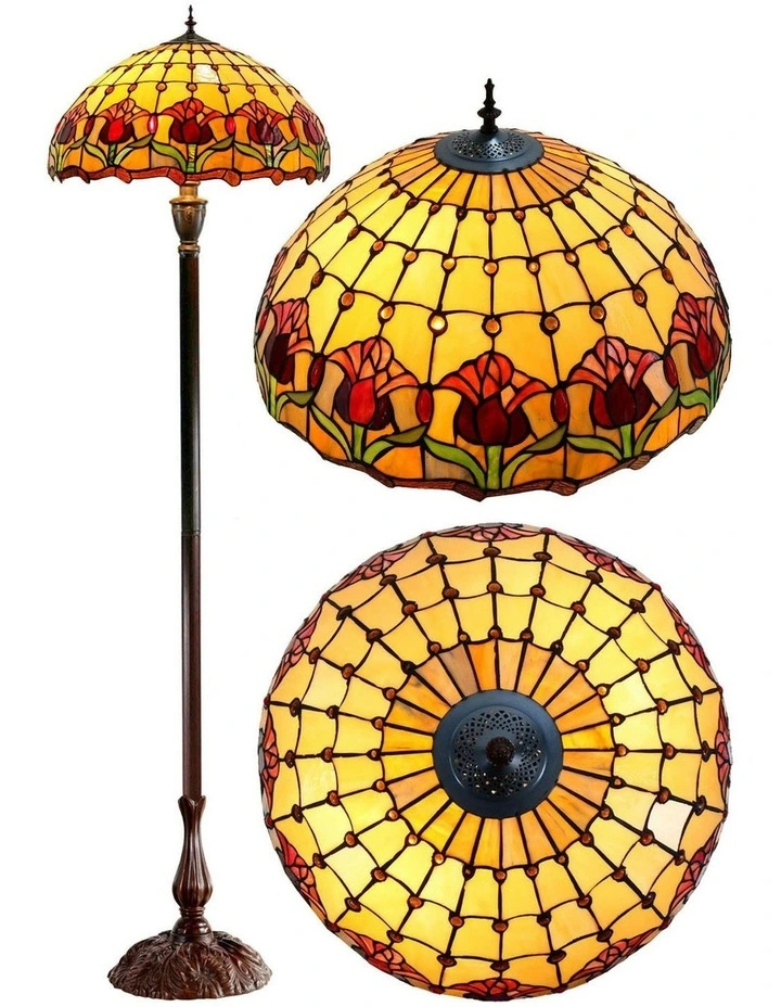 Red Tulip Floor Tiffany Floor Lamp Set image 7