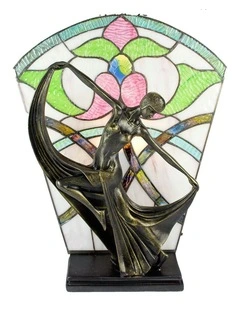 Leadlight Art Deco Table Lamp Floral